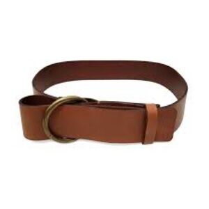 THEORY Italian Leather Belt Camel Brown Brass O-Ring Slide Buckle Brown Large